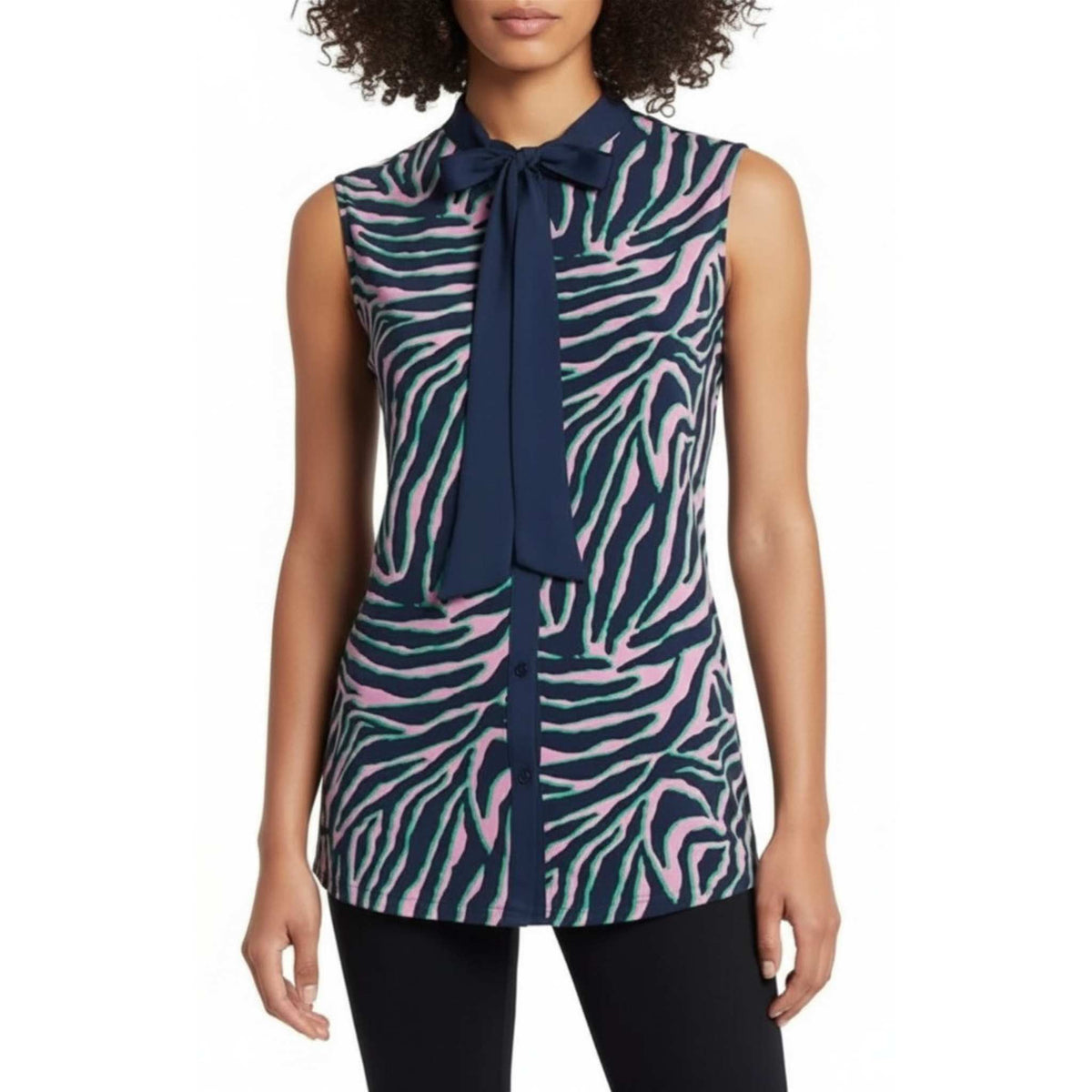 Anne Klein Women's Peony Combo Button Front Blouse