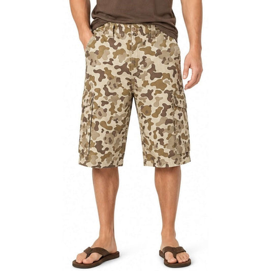 LRG Men's Khaki Camo Core Collection Classic Cargo Shorts