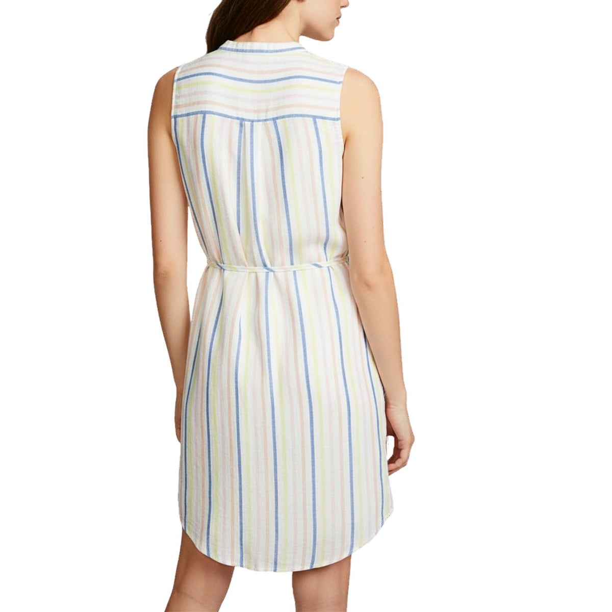 Splendid Women’s Natural Multi Striped Midi Linen Blend Dress