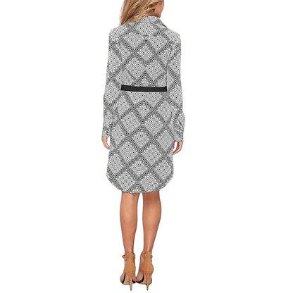 Vince Camuto Women's Black/White Geometric Pattern Shirtdress