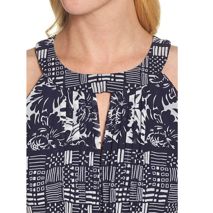 Vince Camuto Women’s Navy Blue/Ivory Chiffon Maxi Dress
