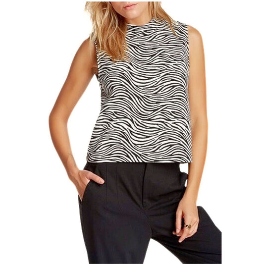 Vince Camuto Women's Black/White Mock Neck Top