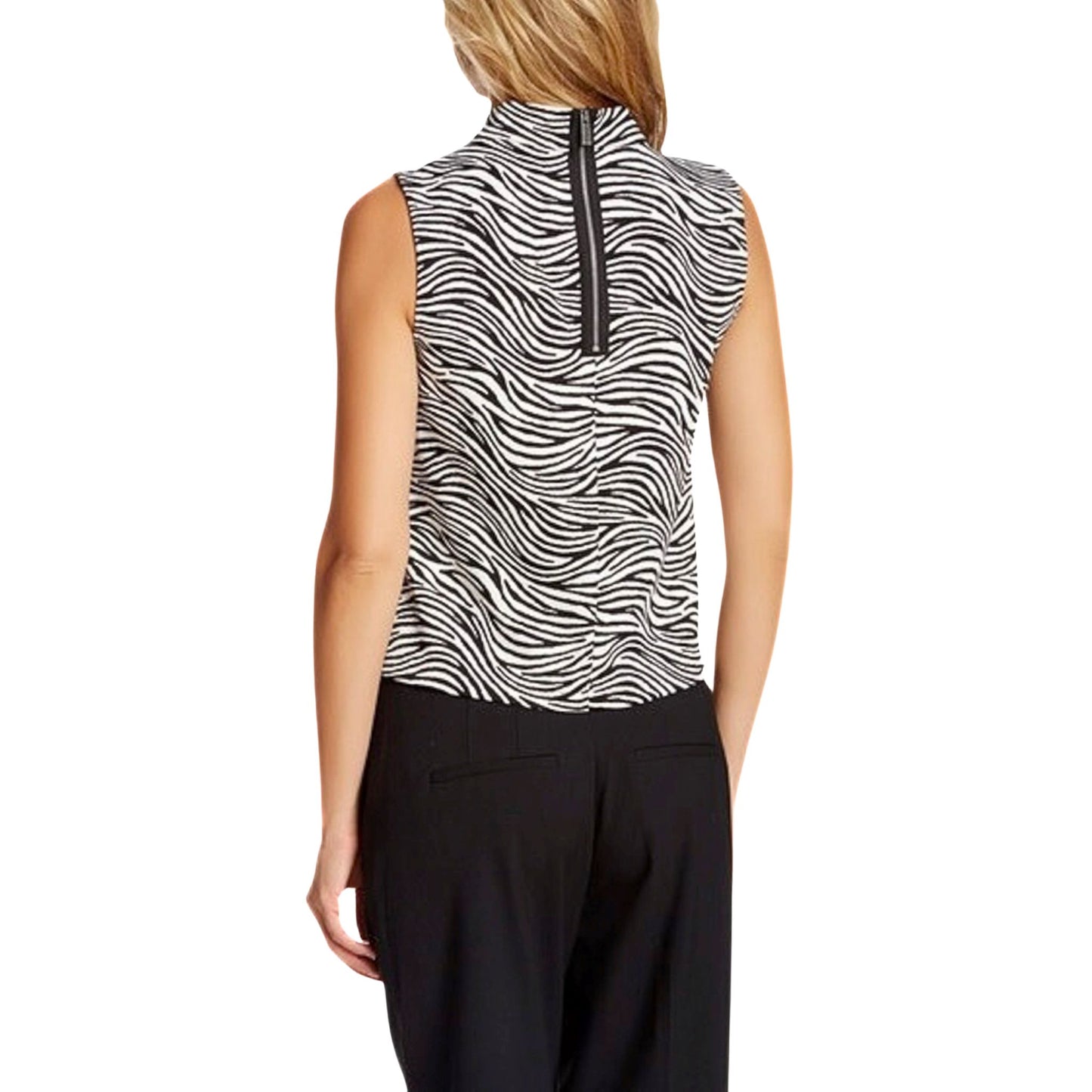 Vince Camuto Women's Black/White Mock Neck Top