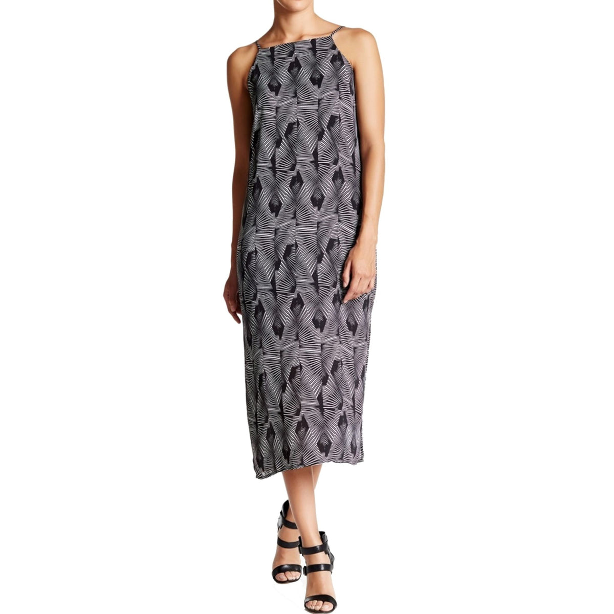 Vince Camuto Women’s Petite Rich Black Graphic Print Maxi Dress