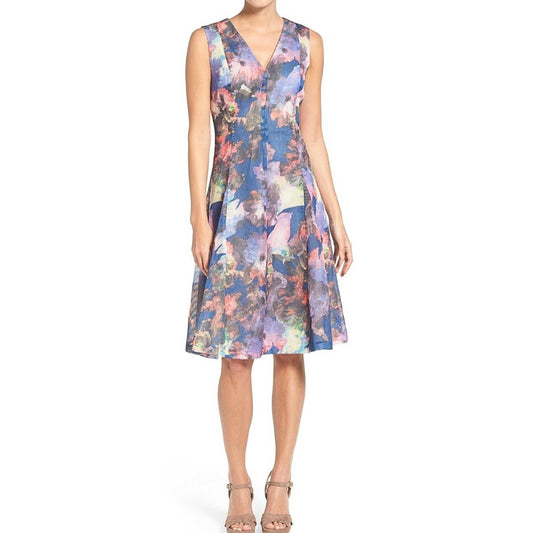 Anne Klein Women’ Bluebell Combo Floral Print A-Line Dress