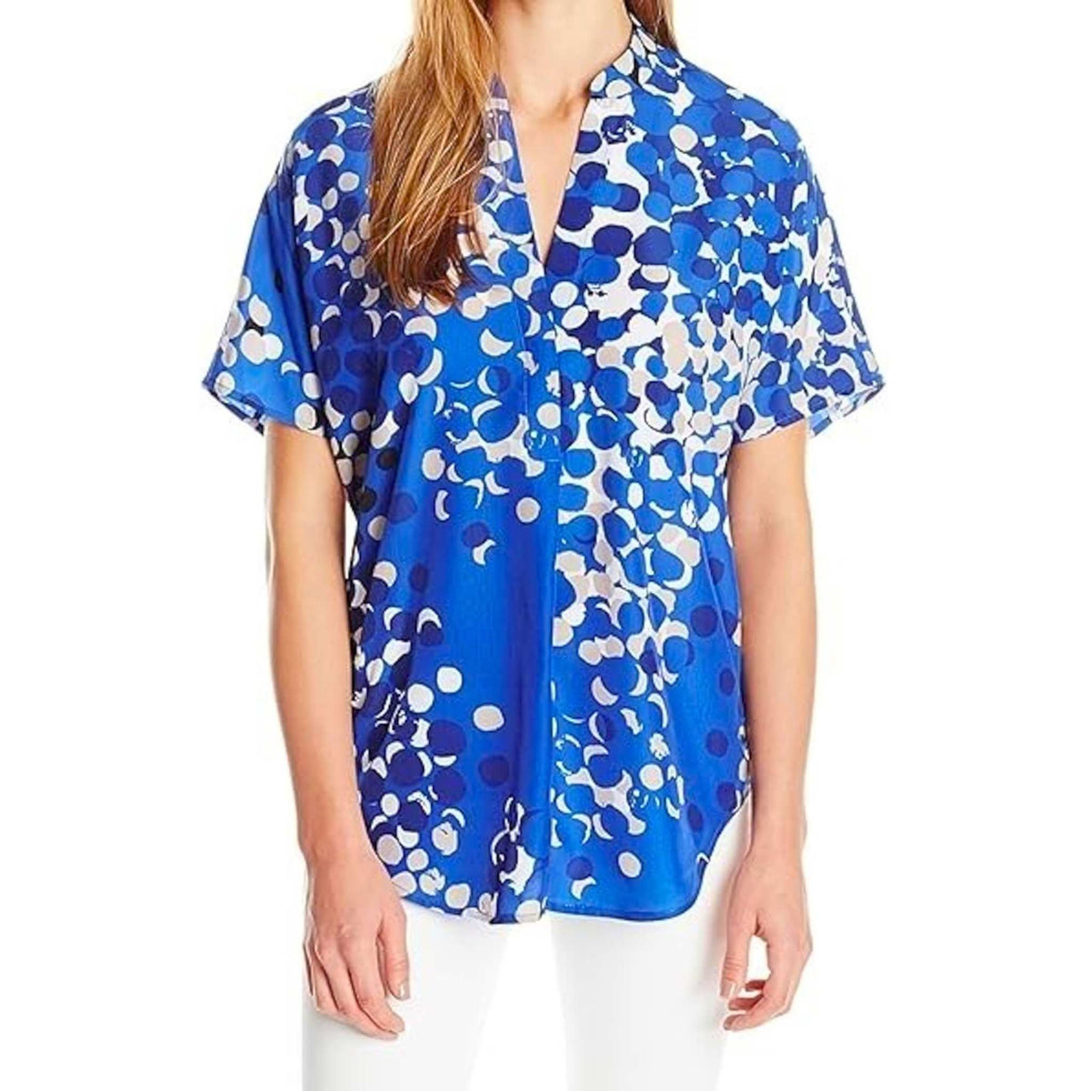 Anne Klein Women's Bluebell Combo Short Sleeve Blouse