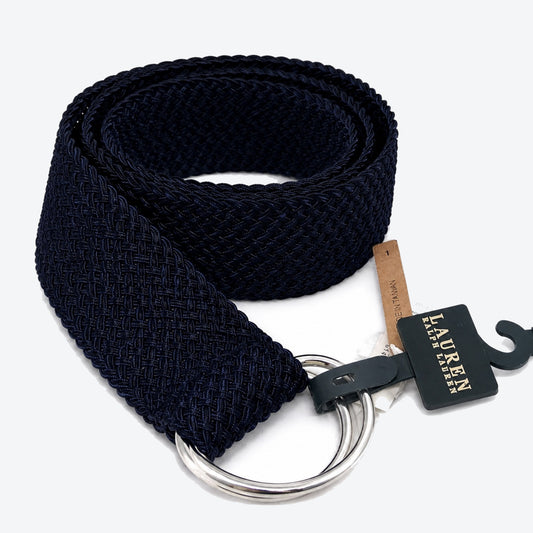 Lauren Ralph Lauren Navy Woven Braided D-Ring Belt