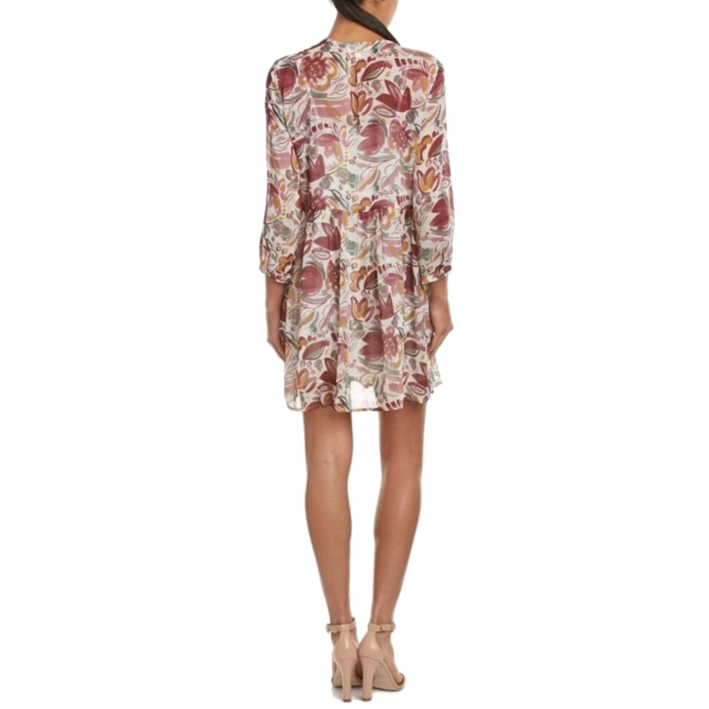 Two by Vince Camuto Women's Mauve Dust Floral Print Babydoll Dress