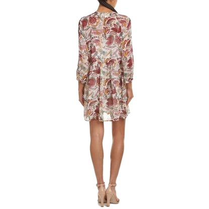 Two by Vince Camuto Women's Mauve Dust Floral Print Babydoll Dress