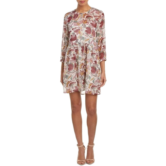 Two by Vince Camuto Women's Mauve Dust Floral Print Babydoll Dress