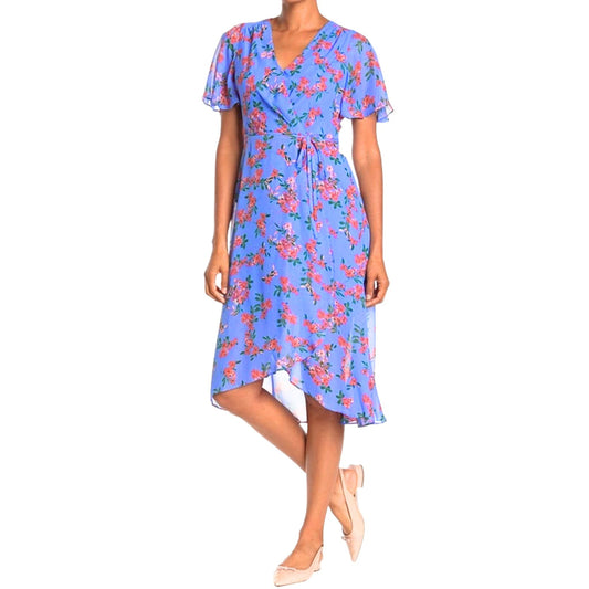 Vince Camuto Women's Periwinkle Faux Wrap Floral Printed Dress