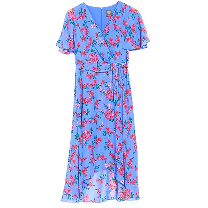 Vince Camuto Women's Periwinkle Faux Wrap Floral Printed Dress