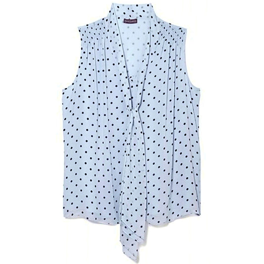 Vince Camuto Women's Lake Breeze Classic Romantic Dots Tie Neck Blouse