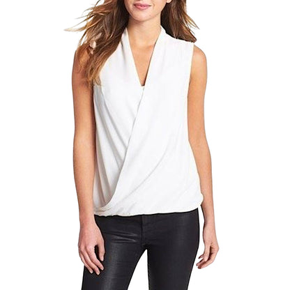 Vince Camuto New Ivory Sleeveless Faux Wrap Top