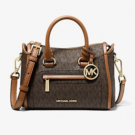 MICHAEL Michael Kors Carine Brown Extra-Small Logo Satchel