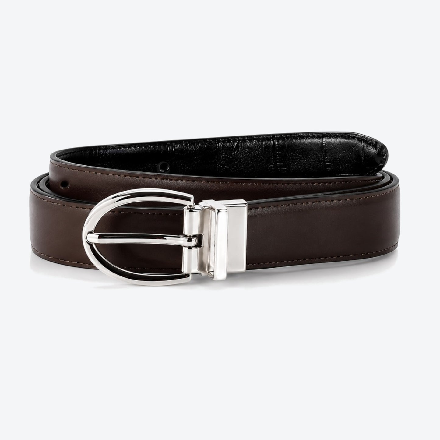 Lauren Ralph Lauren Reversible Black/Brown Texture Leather Belt