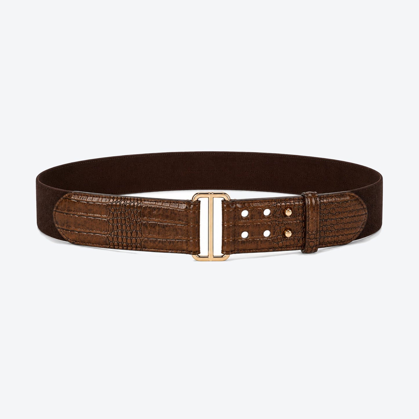 Lauren Ralph Lauren Brown Embossed Stretch Leather Belt