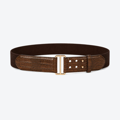 Lauren Ralph Lauren Brown Embossed Stretch Leather Belt