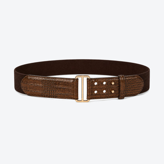 Lauren Ralph Lauren Brown Embossed Stretch Leather Belt