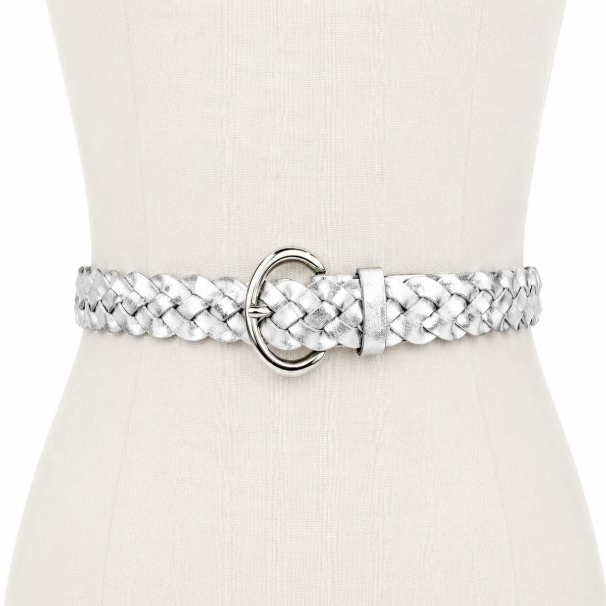 Lauren Ralph Lauren Braided Silver M Leather Belt