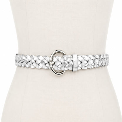 Lauren Ralph Lauren Braided Silver M Leather Belt