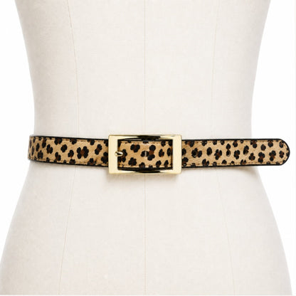 Lauren Ralph Lauren Reversible Leopard/Black Skinny Leather Belt