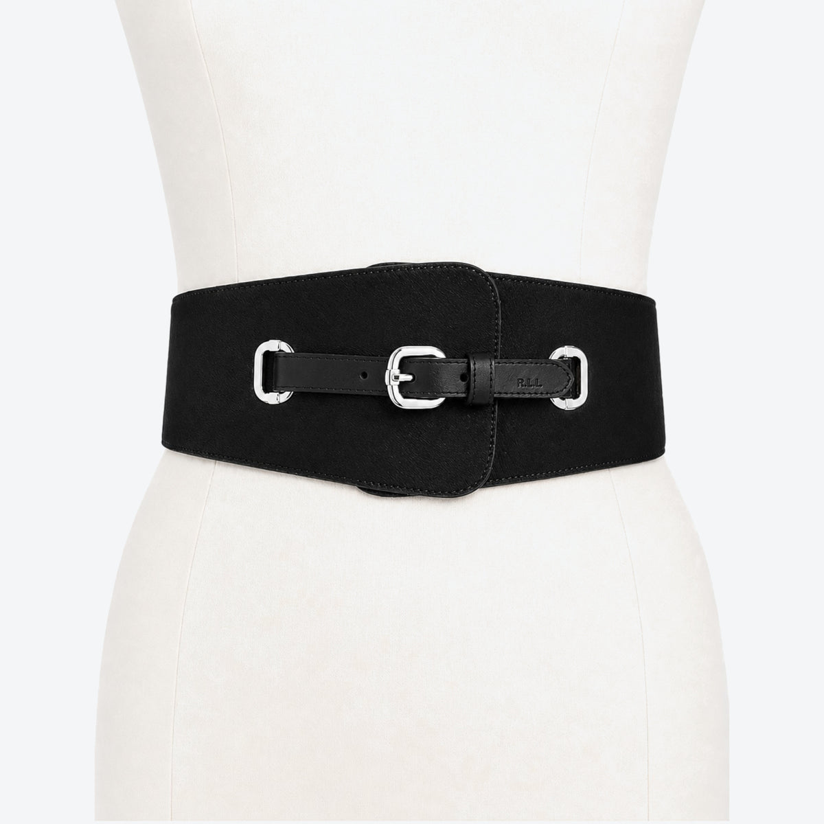 Lauren Ralph Lauren Black Wide Stretch Calf Hair Belt&nbsp;