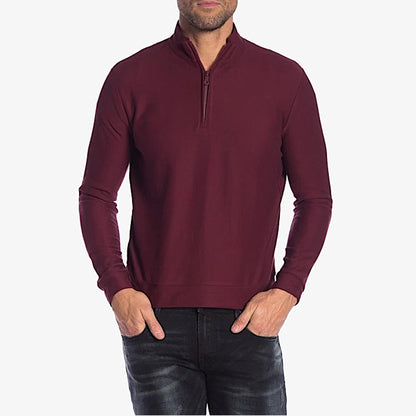 Thomas Dean Men’s Long Sleeve Partial Zip Pullover Shirt