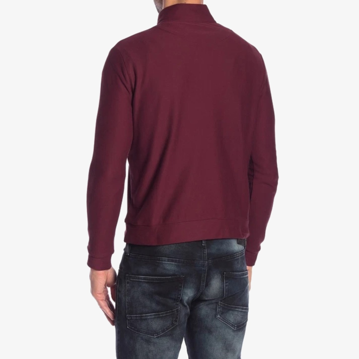 Thomas Dean Men’s Long Sleeve Partial Zip Pullover Shirt
