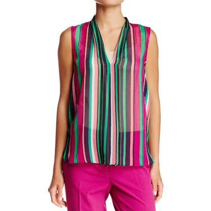 Anne Klein Women's Orchid Combo Sleeveless Sheer Stripe Blouse