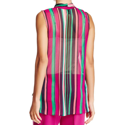 Anne Klein Women's Orchid Combo Sleeveless Sheer Stripe Blouse