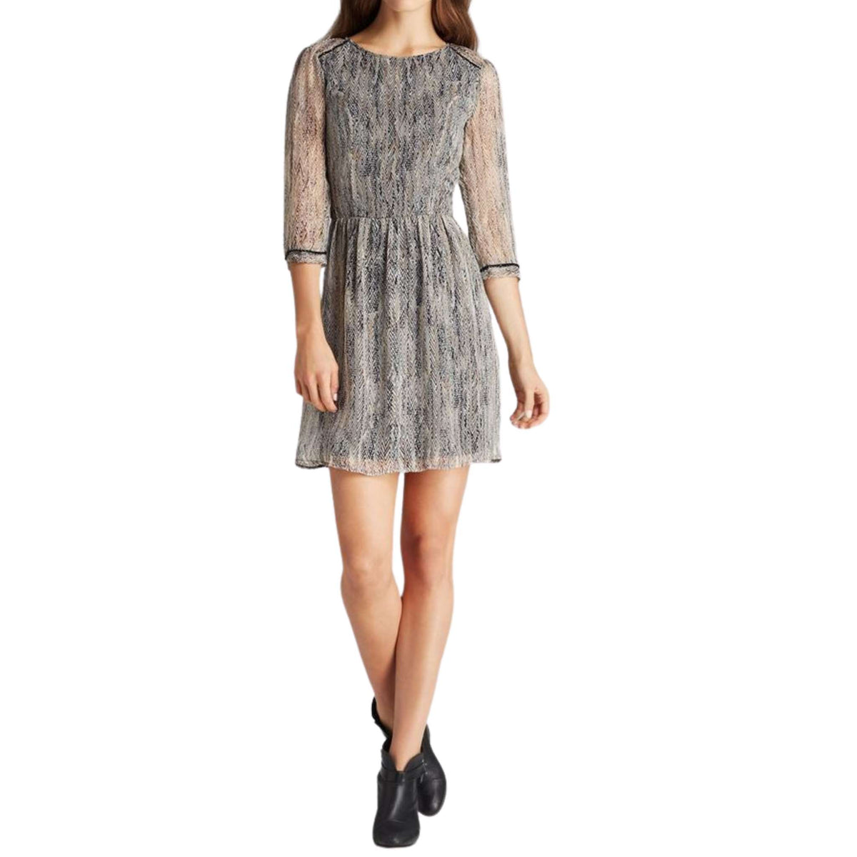 Ella Moss Women’s Black Hailey Bead Trim Silk Dress
