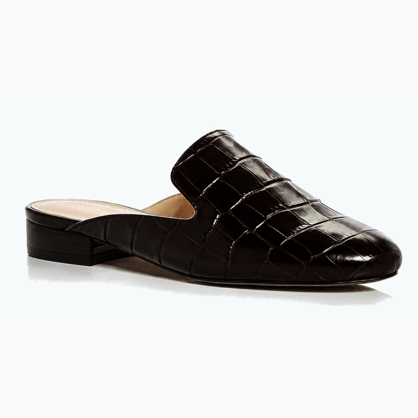 MICHAEL Michael Kors Natasha Dark Chocolate 7.5 M Croc-Embossed Mule