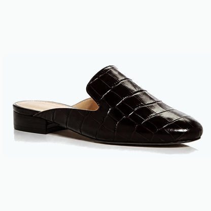 MICHAEL Michael Kors Natasha Dark Chocolate 7.5 M Croc-Embossed Mule