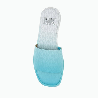 MICHAEL Michael Kors Hayworth Ocean Blue Ombré Logo Slide Sandal