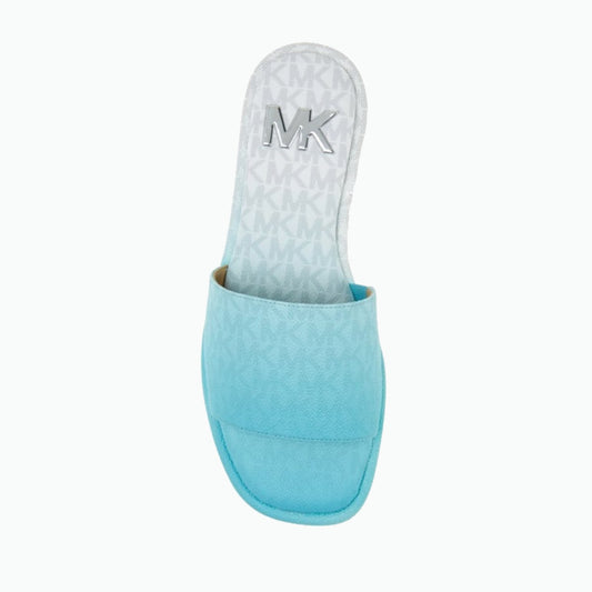 MICHAEL Michael Kors Hayworth Ocean Blue Ombré Logo Slide Sandal