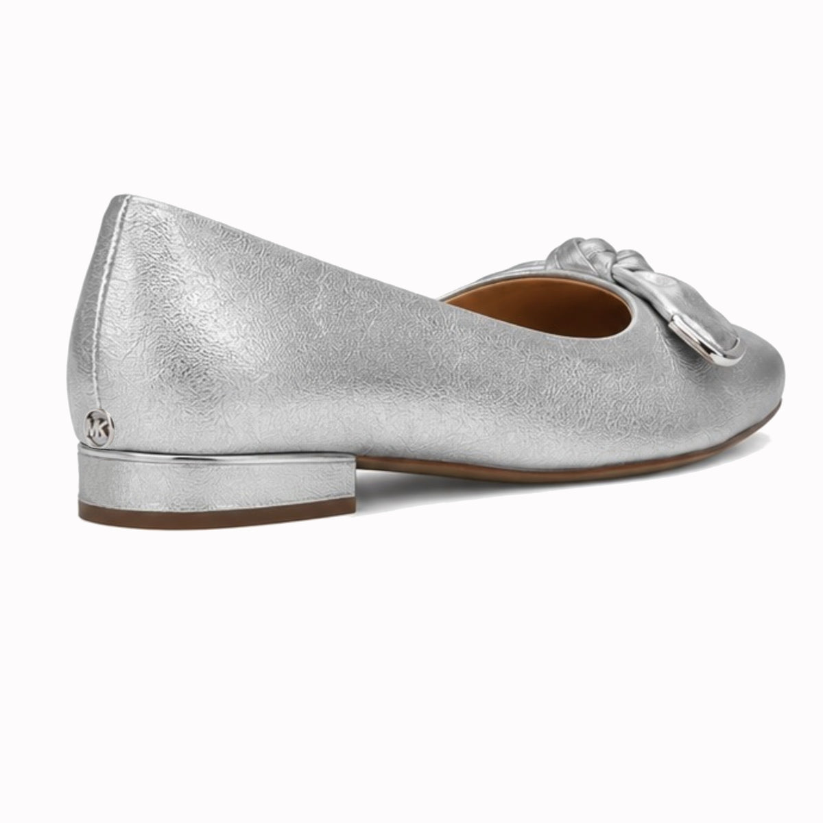 MICHAEL Michael Kors Liza Metallic Silver Bow Accent Ballet Flats