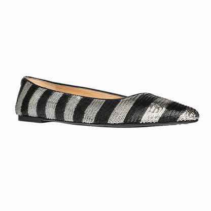 MICHAEL MIchael Kors Arianna Black/Silver Pointy Toe Flats