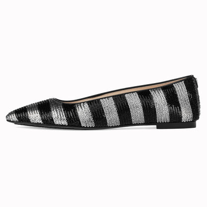 MICHAEL MIchael Kors Arianna Black/Silver Pointy Toe Flats