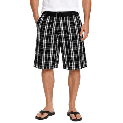 ECKO UNLTD Men's Black/White Plaid Shorts