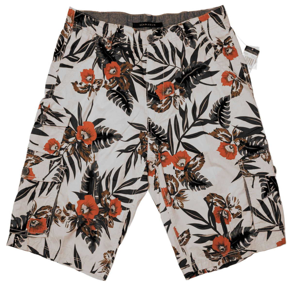 Sean John Men's Tropical Flowers Cargo Shorts