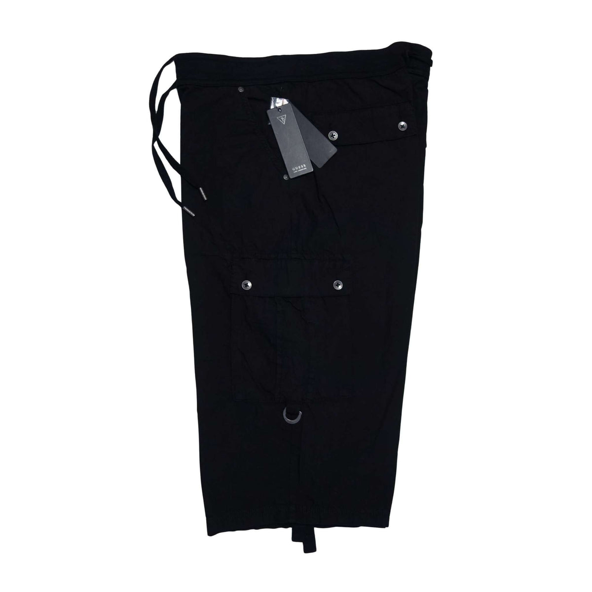 Guess Men's Black Roll Tab Classic Cargo Shorts