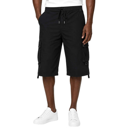 Guess Men's Black Roll Tab Classic Cargo Shorts