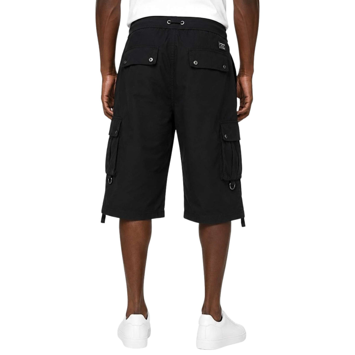 Guess Men's Black Roll Tab Classic Cargo Shorts