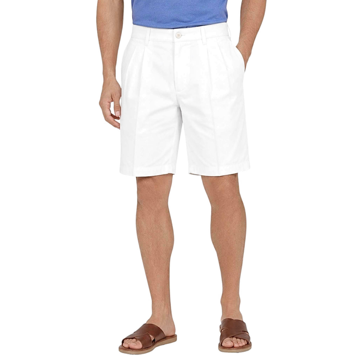 Club Room Men's White Classic Pleat Front Shorts