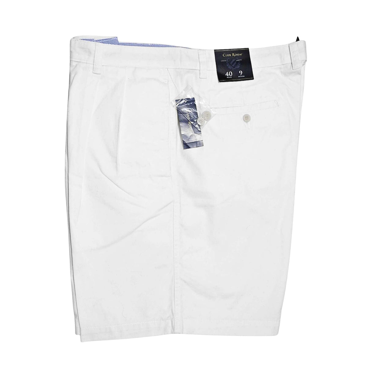 Club Room Men's White Classic Pleat Front Shorts