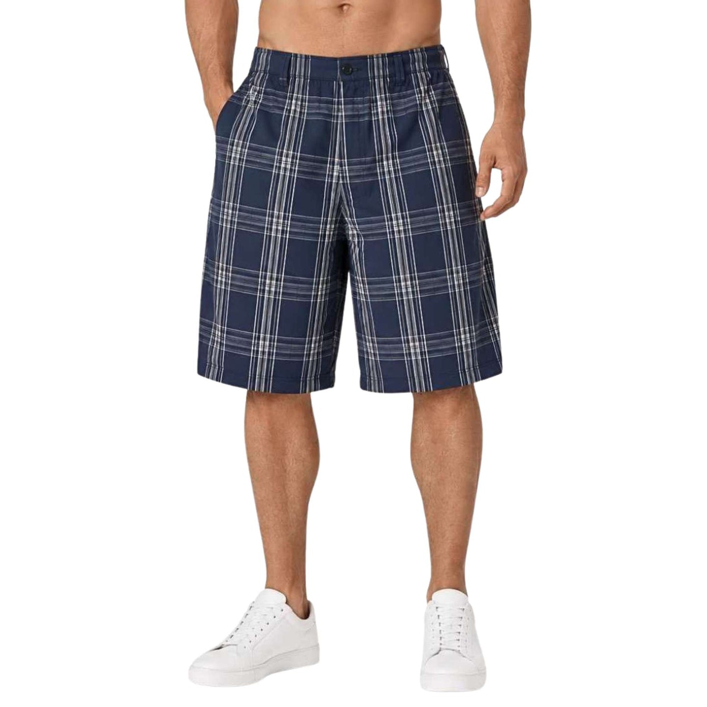 Greg Norman for Tasso Elba Men's Night Sky Classic-Fit Plaid Performance Shorts
