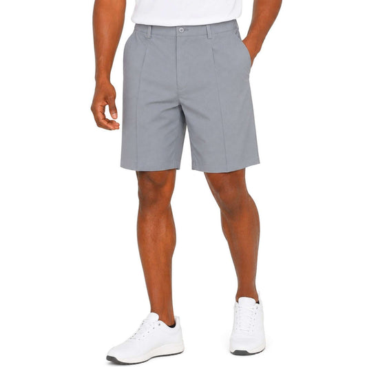 PGA TOUR Men's Grey Flat Front Grid Print Shorts
