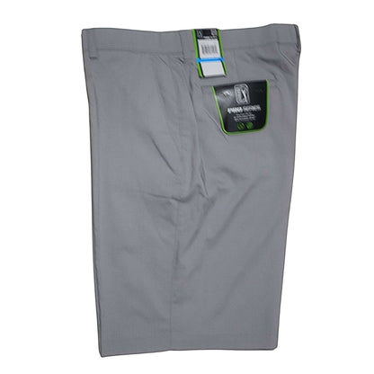 PGA TOUR Men's Grey Flat Front Grid Print Shorts