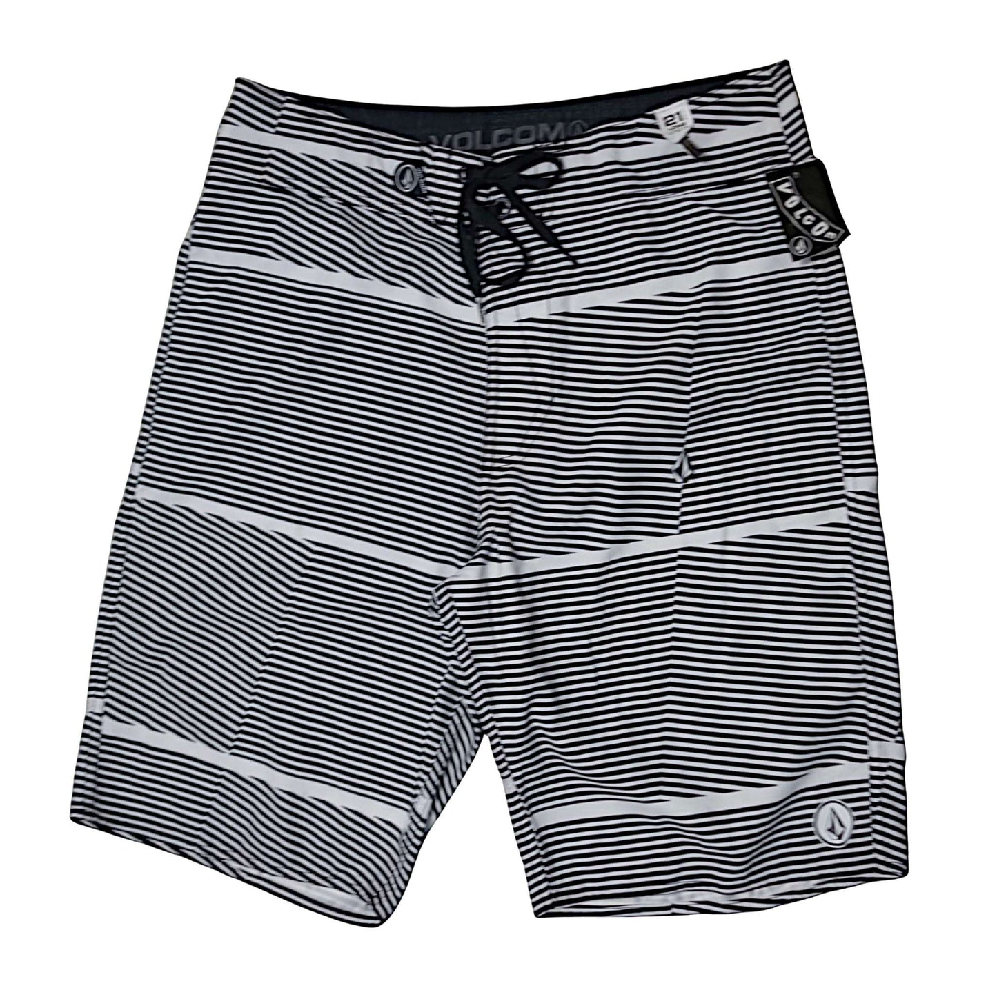 Volcom Men's Black/White Stripe Board Shorts